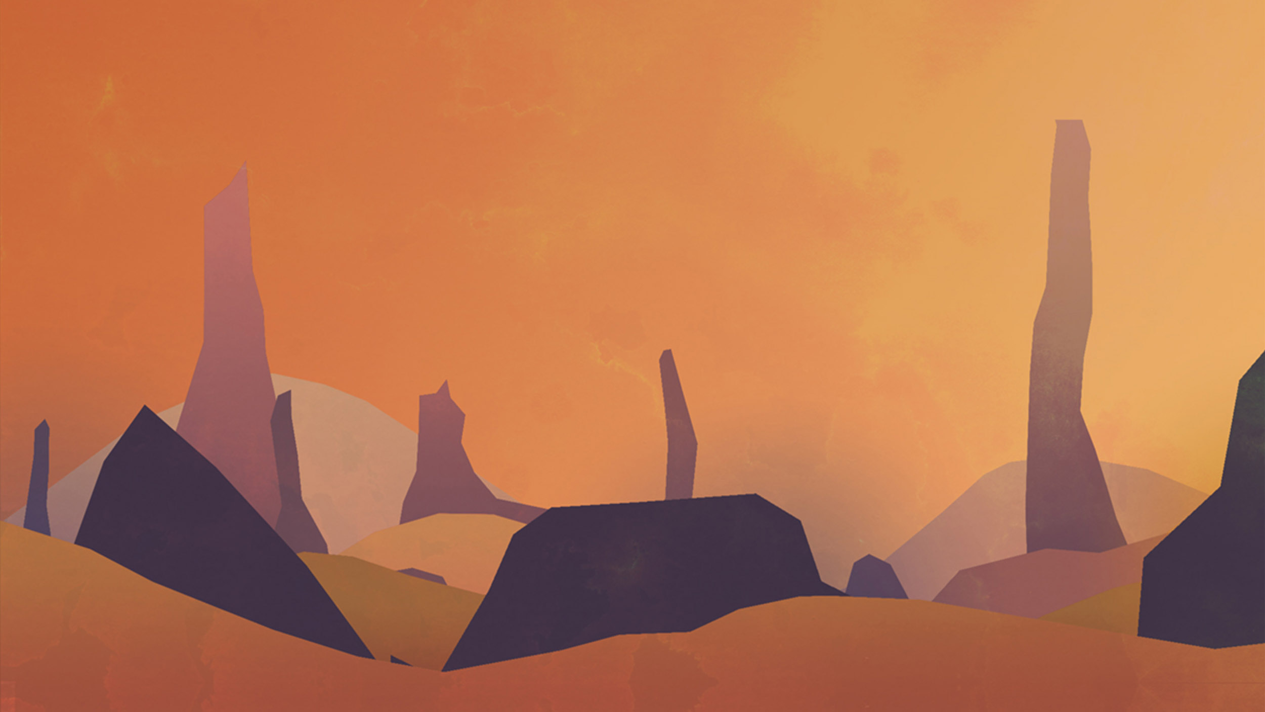 View full size version of a digital illustration of desert mountains